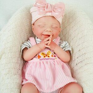 17.2in Full Silicone Non Vinyl ivory Reborn Baby Dolls BOY Sleeping Doll